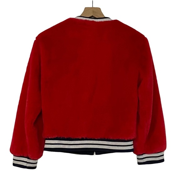 Kidpik Girls Youth Faux Fur Full Zip Fall Winter Bomber Jacket SZ 16 in Red - Picture 4 of 9